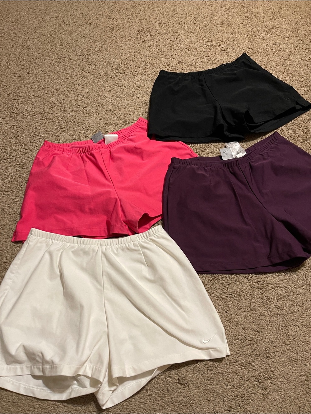 Nike Women’s Athletic Shorts in Black, Hot Pink, White, and Plum